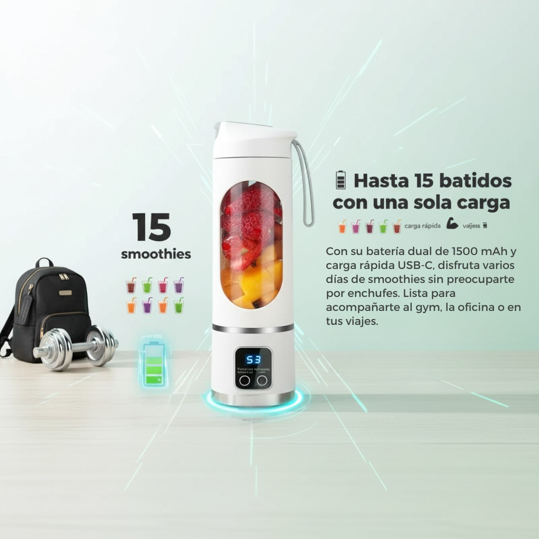 Licuadora Portátil USB-C Recargable | Smoothies en Cualquier Lugar