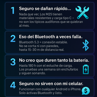 Auriculares M25 Bluetooth 5.3 – Sonido Premium y Batería 180h 🔋
