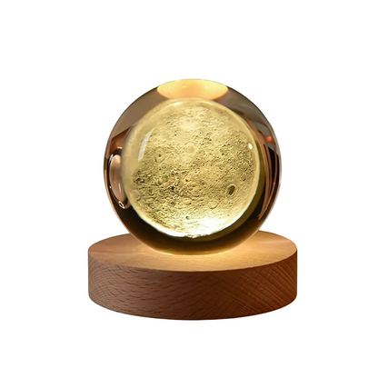 Lámpara 3D Planetas y Luna | Esfera de Cristal Decorativa con Luz LED