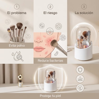 Organizador de Maquillaje con Tapa Antipolvo | Compacto, Moderno y Fácil de Limpiar