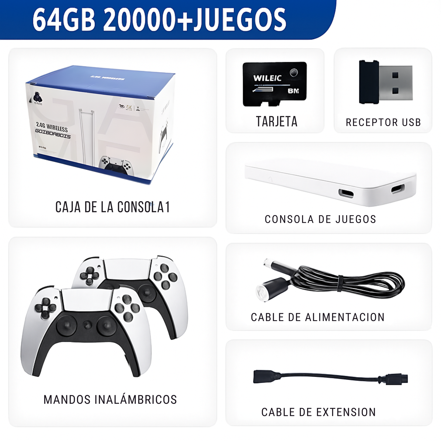 Consola Retro 4K Stick con 20,000+ Juegos | 2 Mandos Inalámbricos | Plug & Play HDMI