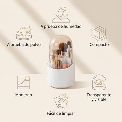 Organizador de Maquillaje con Tapa Antipolvo | Compacto, Moderno y Fácil de Limpiar