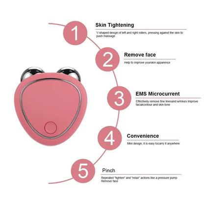 Mini lifting facial eléctrico con microcorriente en fondo blanco