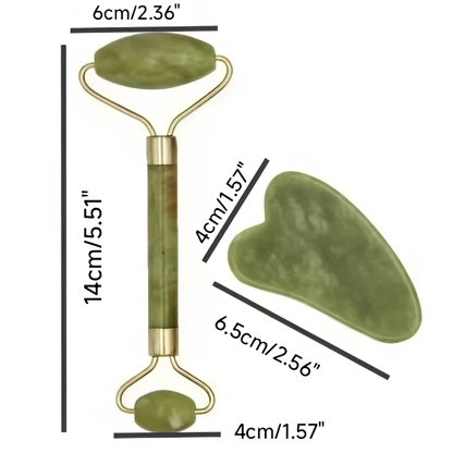 Medidas del rodillo facial de jade y piedra Gua Sha